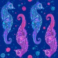 Seamless pattern sea horse. Royalty Free Stock Photo