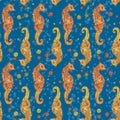 Seamless pattern sea horse. Royalty Free Stock Photo