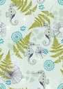 Seamless Pattern with Sea-horses