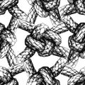 Seamless pattern of sea knots from rigging rope Royalty Free Stock Photo