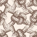 Seamless pattern of sea knots from rigging rope Royalty Free Stock Photo