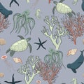 Seamless pattern sea life