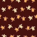 Seamless pattern sea turtles. Cute marine turtle in doodle style