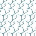 Seamless pattern with sea waves on a white background in the sty Royalty Free Stock Photo