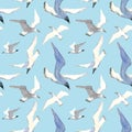 Seamless pattern with seagulls. Royalty Free Stock Photo