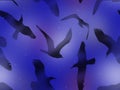 Seamless pattern with seagulls in purple tones Royalty Free Stock Photo