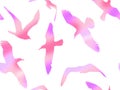 Seamless pattern with seagulls in purple tones Royalty Free Stock Photo