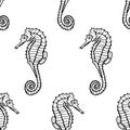 Seamless pattern from seahorse silhouette. hippocampus