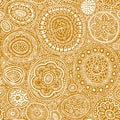 Seamless pattern. Seamless botanic texture, detailed dots and circles illustrations. Ethnic pattern in doodle style