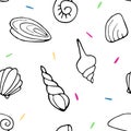 Seamless pattern of seashells