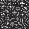 Merry Christmas seamless pattern on black background Royalty Free Stock Photo