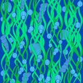 Seamless pattern seaweed ocean sea background. Illustration fabric design textile vector underwater leaf. Water texture