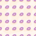 Seamless pattern set, cartoon hand-drawn sweet donuts, delicate pastel pink beige lilac colors. cute patterns for packaging Royalty Free Stock Photo