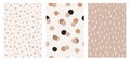 Seamless pattern set with dots. Brown and Beige Background. Print Ideal for fabric. Vector illustrations Royalty Free Stock Photo