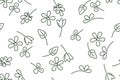 seamless pattern set of flowers, tulips, leaves in one line style. Abstract botanical elements Royalty Free Stock Photo