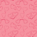 Seamless Pattern with Set of Heart shaped handcuffs silhouette icon. Clipart image