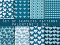 Seamless pattern set. Heart. Valentine's Day. Vector. Royalty Free Stock Photo