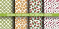 Seamless pattern set. Juicy fruit and berry collection. Lemon, pear, cherry, watermelon. Hand drawn color vector sketch background Royalty Free Stock Photo