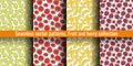 Seamless pattern set. Juicy fruit and berry collection. Lemon, strawberry, banana, raspberry. Hand drawn color vector sketch Royalty Free Stock Photo