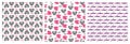 Seamless pattern set with lettering love and hearts doodles for textile, scrapbook. Love illustration hearts hand drawn
