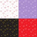 Seamless pattern set with mosaic valentine`s hearts. Royalty Free Stock Photo