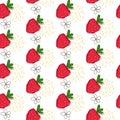 Seamless pattern Set ofstrawberries with flower and abstract elements. background. Hand drawn sketch. vector illustration. Doodle