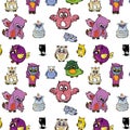 Seamless pattern set of owl