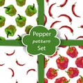 Seamless pattern set with peppers.