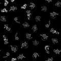 Seamless pattern set of teapots and teacups isolated on black background. Seamless pattern of teapots and teacups collection for Royalty Free Stock Photo