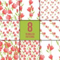 Seamless pattern set with tulips Royalty Free Stock Photo