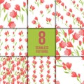 Seamless pattern set with tulips Royalty Free Stock Photo