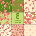 Seamless pattern set with tulips Royalty Free Stock Photo