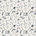 Seamless pattern with sewing equipment