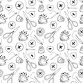 Seamless pattern with sewing items