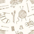 Seamless pattern for sewing, knitting, crafts, hobbies.