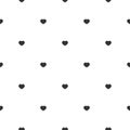 Seamless pattern with shabby black hearts on white background