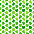 Seamless Pattern Shamrocks Four Leafs Green And White