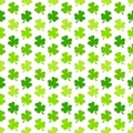 Seamless Pattern Shamrocks Three Leafs Green And White