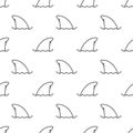 Seamless pattern shark fin line icon vector white background. Royalty Free Stock Photo