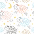 Seamless pattern with sheeps