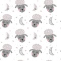 Seamless pattern with sheeps. Fabric print. Vector illustration