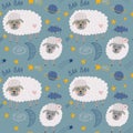 Seamless pattern with sheeps. Fabric print. Vector illustration