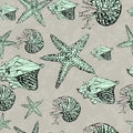 vektor seamless pattern with shells