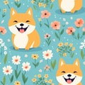 Seamless pattern of Shiba Inu dog. Wrapping paper pattern Royalty Free Stock Photo