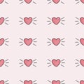 Seamless pattern with shining pink hearts for Valentine\'s day. Isolated vector background. Royalty Free Stock Photo