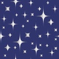 Seamless pattern with shining silver stars on blue background. Christmas or new year background Royalty Free Stock Photo