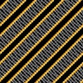 Seamless pattern with shiny gold and silver chains isolated on black background for fabric.