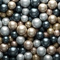 Seamless pattern of shiny silver and blue spheres. 3d rendering