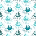 Seamless pattern with ships