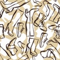 Seamless pattern with shoes. Hand drawn illustration female footwear, boots and stiletto heels Royalty Free Stock Photo